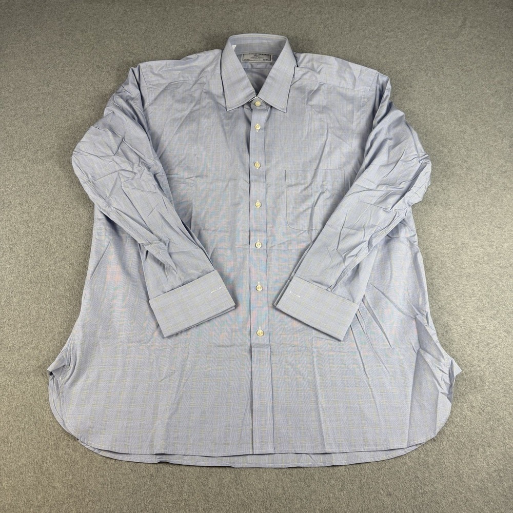 Charles Tyrwhitt Blue Glen Plaid French Cuff Cotton Dress Shirt 17/35 NWOT
